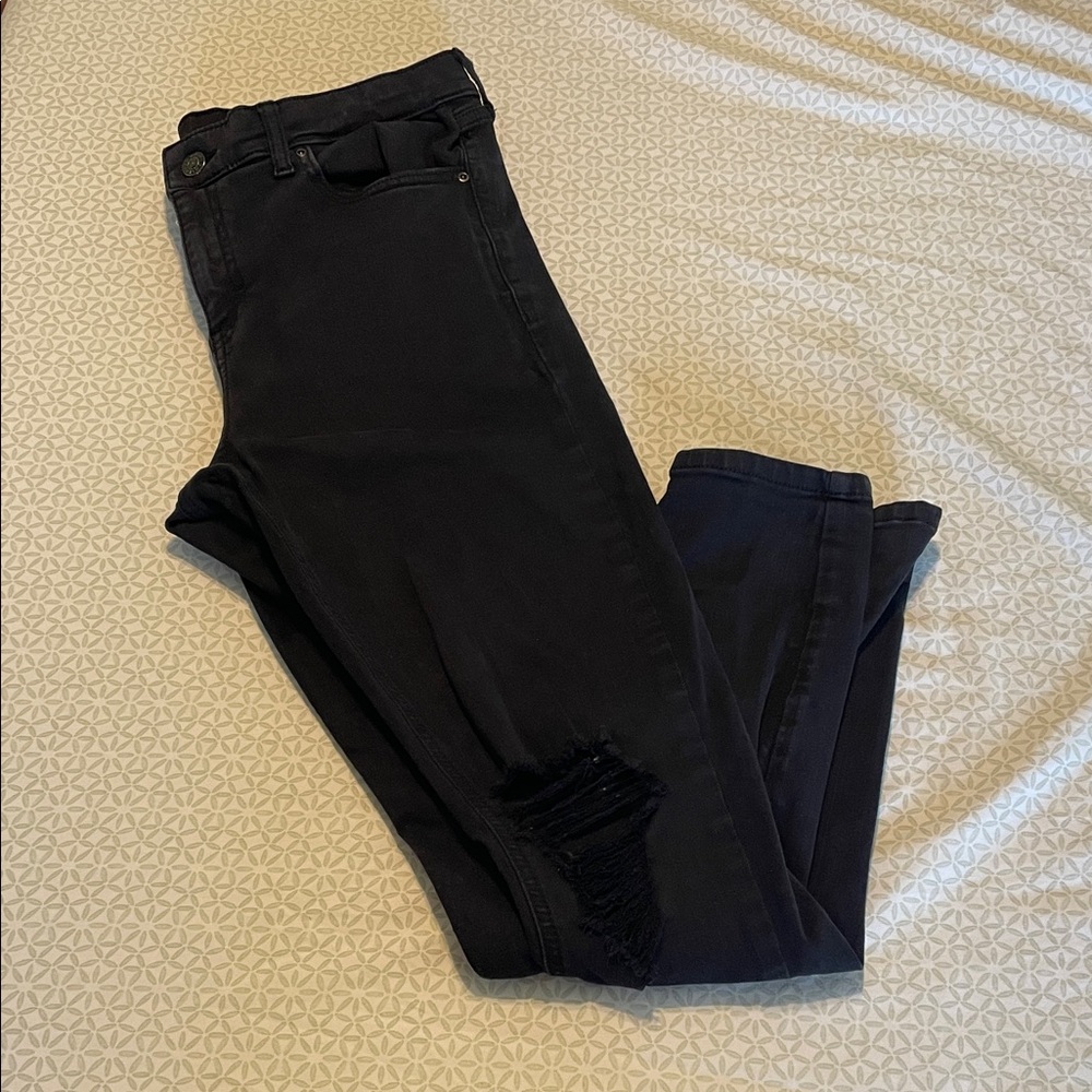 Topshop Dark Distressed Skinny Jeans